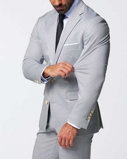 Athletic Fit Stretch Suit - Solid Light Grey