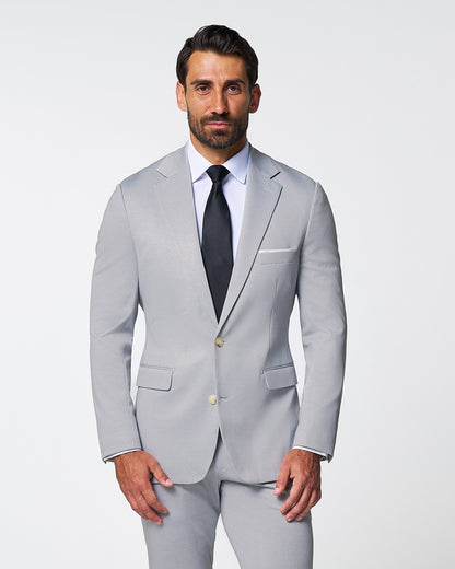 Athletic Fit Stretch Suit - Solid Light Grey