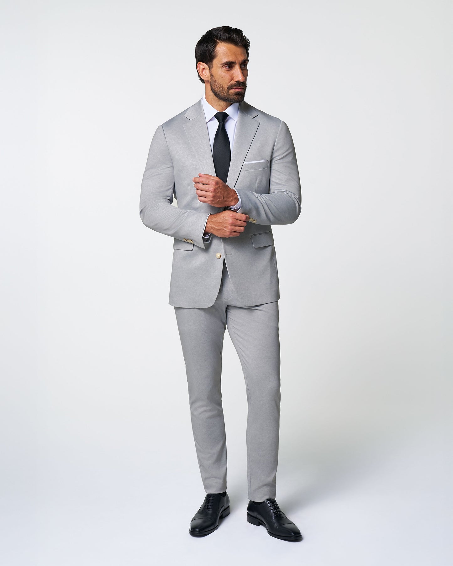 Athletic Fit Stretch Suit - Solid Light Grey