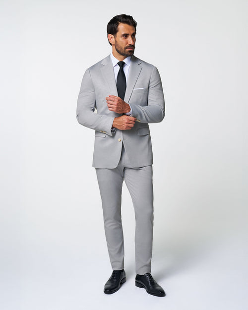 Athletic Fit Stretch Suit - Solid Light Grey