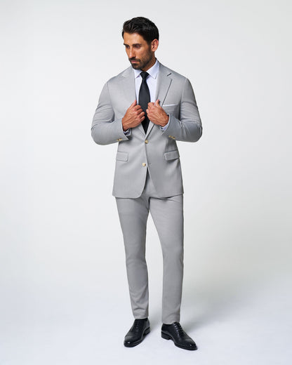 Athletic Fit Stretch Suit - Solid Light Grey