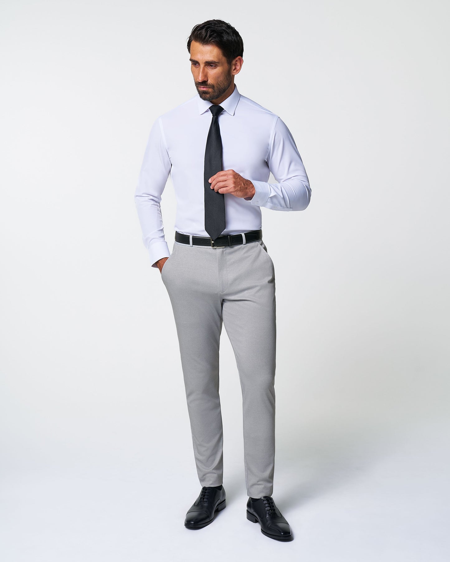 Athletic Fit Stretch Suit - Solid Light Grey