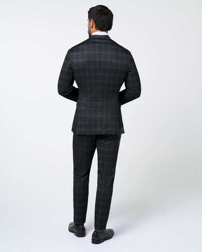 Athletic Fit Stretch Suit - Stone Grey Plaid