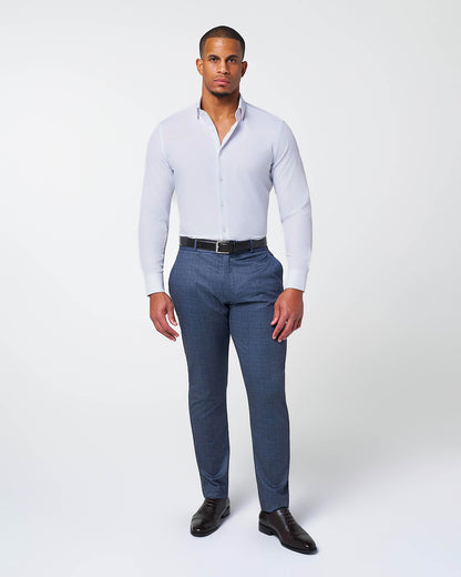 Athletic Fit Stretch Suit - Storm Blue & Navy Plaid