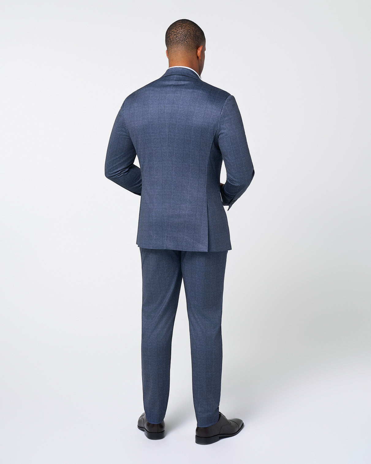 Athletic Fit Stretch Suit - Storm Blue & Navy Plaid