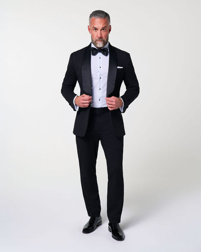 Athletic Fit Stretch Tuxedo Jacket - Black with Shawl Lapel