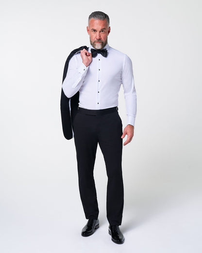 Athletic Fit Stretch Tuxedo Jacket - Black with Shawl Lapel