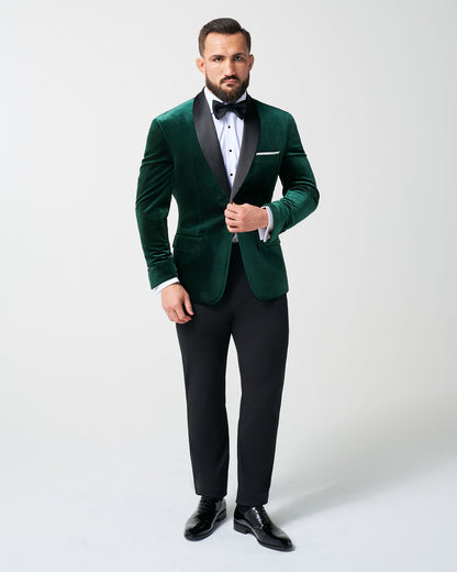 Athletic Fit Stretch Tuxedo Jacket - Green Velvet