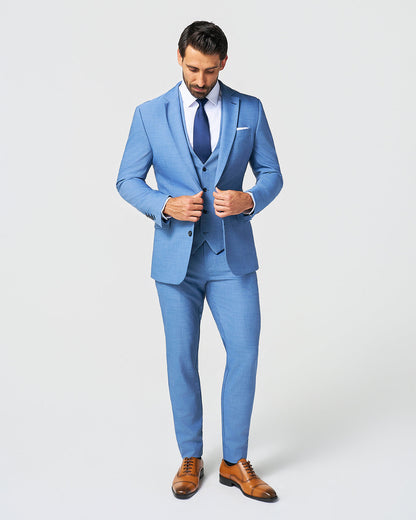 Athletic Fit Stretch Suit Vest - Heathered Light Blue