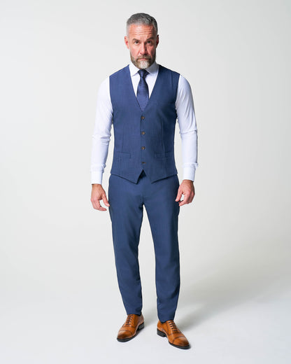 Athletic Fit Stretch Suit Vest - Heathered Navy