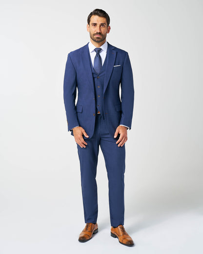 Athletic Fit Stretch Suit Vest - Heathered Navy