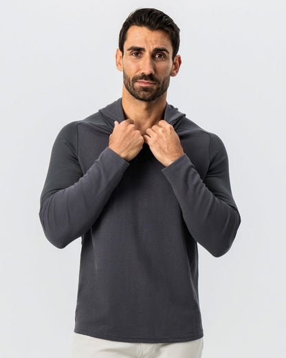 Waffle Knit Hoodie - Charcoal