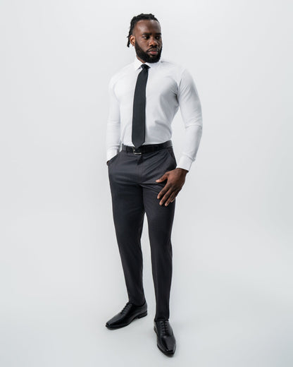 Athletic Fit Stretch Suit - Black and Charcoal Plaid