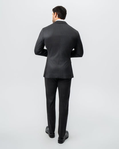 Athletic Fit Stretch Suit - Black and White Chalk Pinstripe