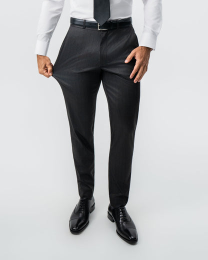 Athletic Fit Stretch Suit - Black and White Chalk Pinstripe