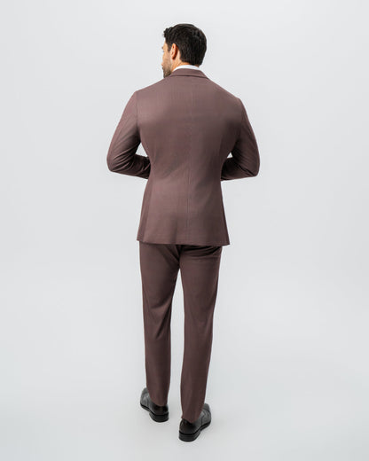 Athletic Fit Stretch Suit - Brick Houndstooth