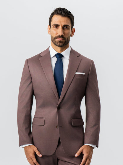 Athletic Fit Stretch Suit - Brick Houndstooth