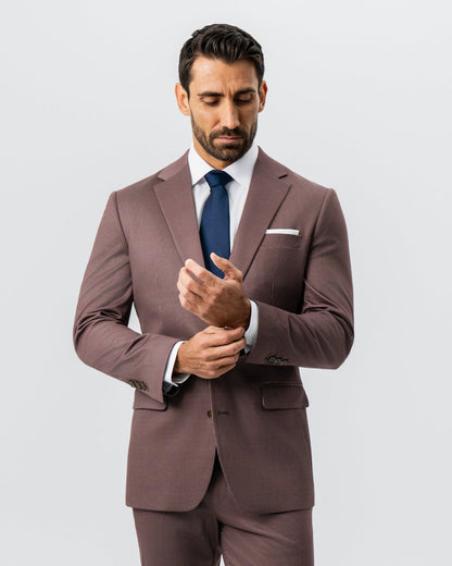 Athletic Fit Stretch Suit - Brick Houndstooth
