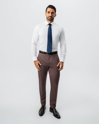 Athletic Fit Stretch Suit - Brick Houndstooth