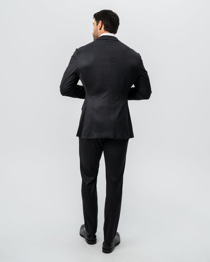 Athletic Fit Stretch Suit - Charcoal with Light Grey Stripe