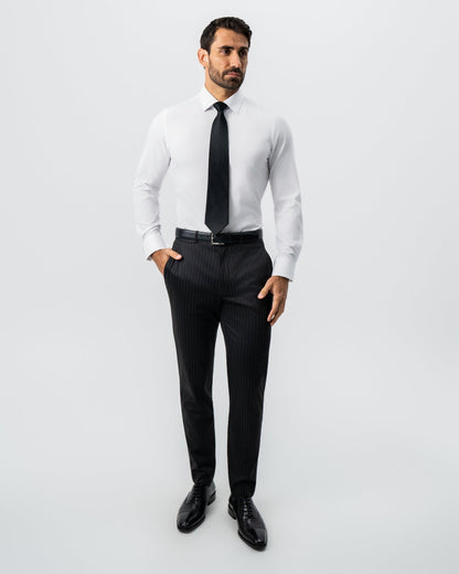 Athletic Fit Stretch Suit - Charcoal with Light Grey Stripe