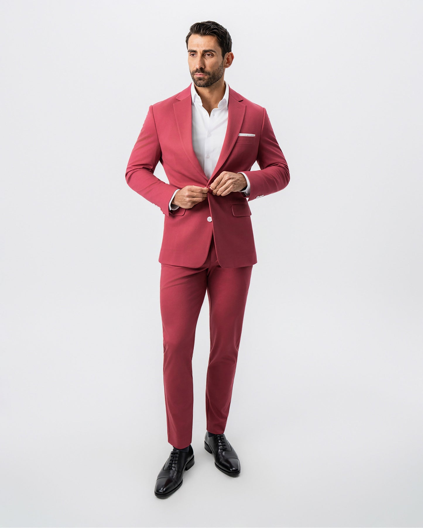 Athletic Fit Stretch Suit - Solid Crimson