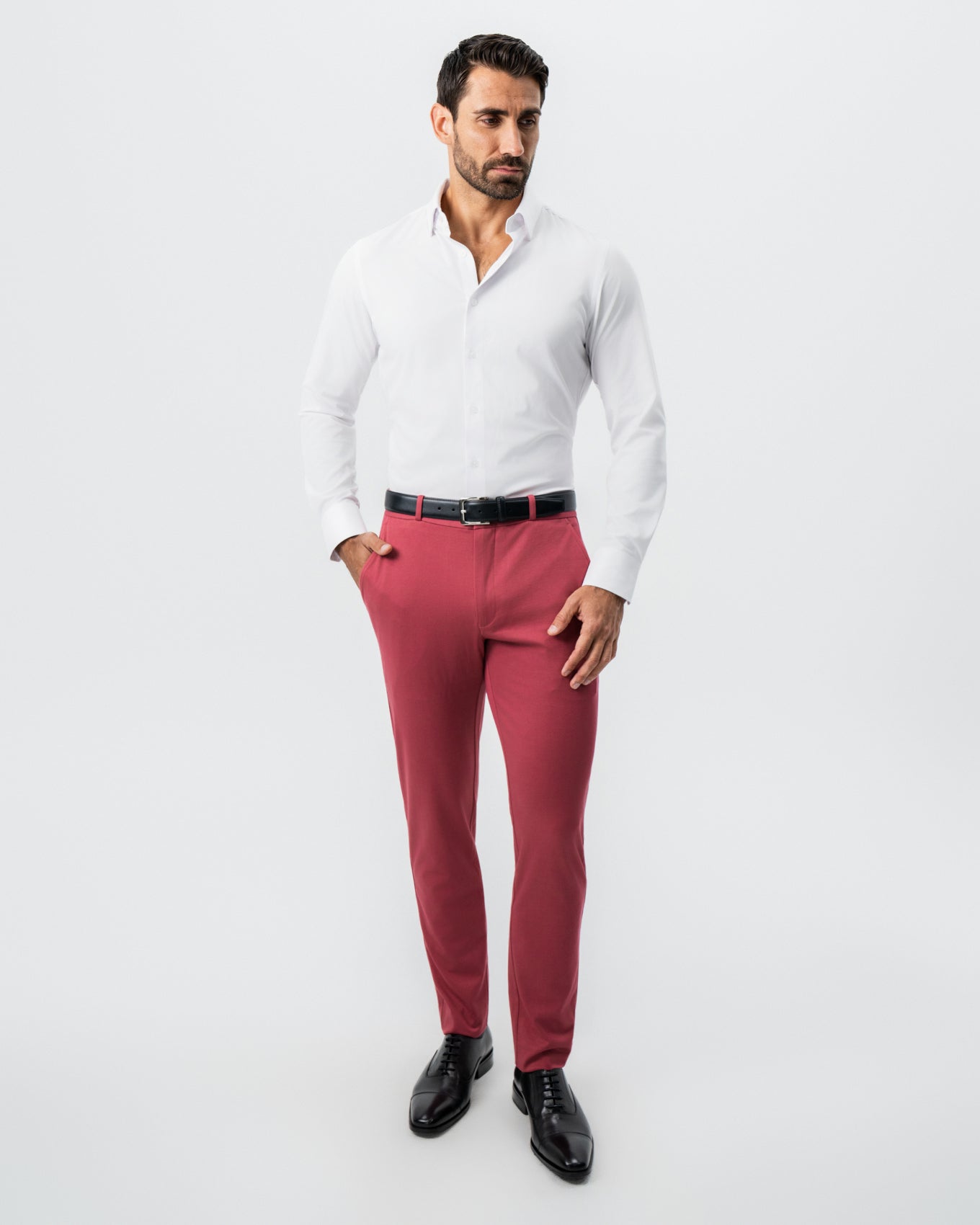 Athletic Fit Stretch Suit - Solid Crimson