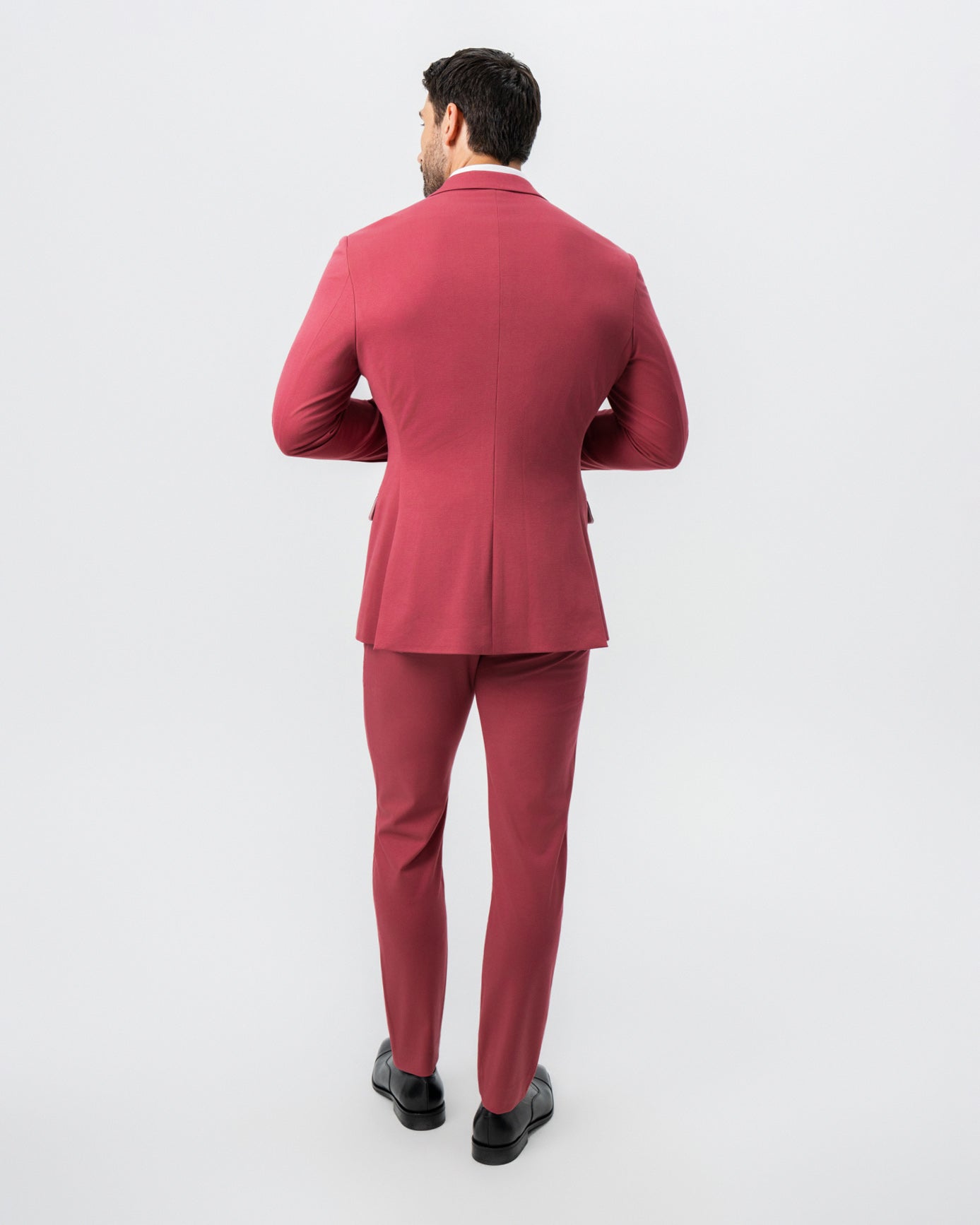 Athletic Fit Stretch Suit - Solid Crimson
