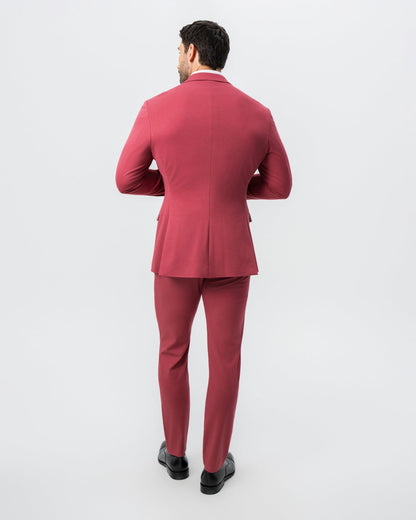 Athletic Fit Stretch Suit - Solid Crimson