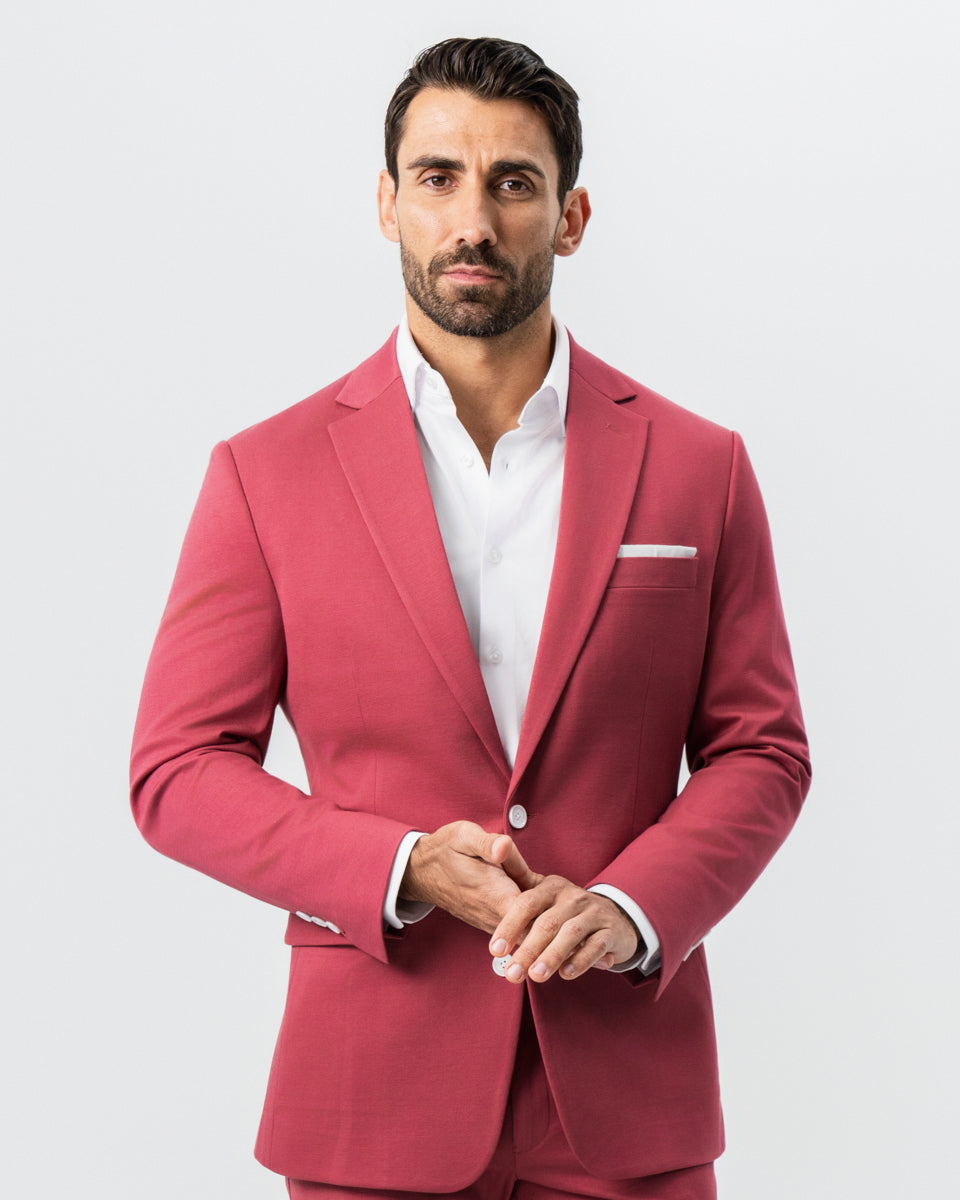Athletic Fit Stretch Suit - Solid Crimson