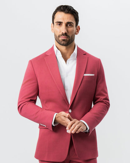 Athletic Fit Stretch Suit - Solid Crimson