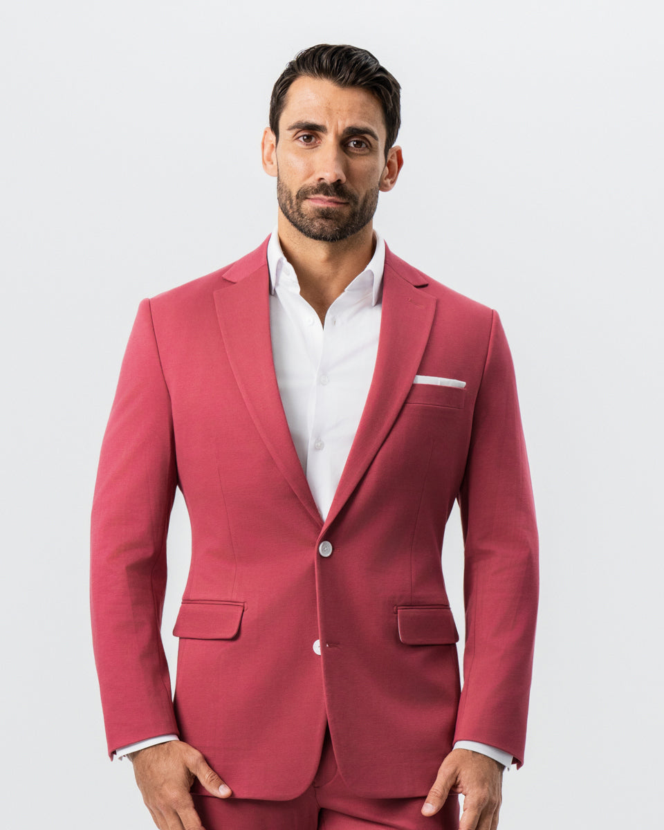 Athletic Fit Stretch Suit - Solid Crimson