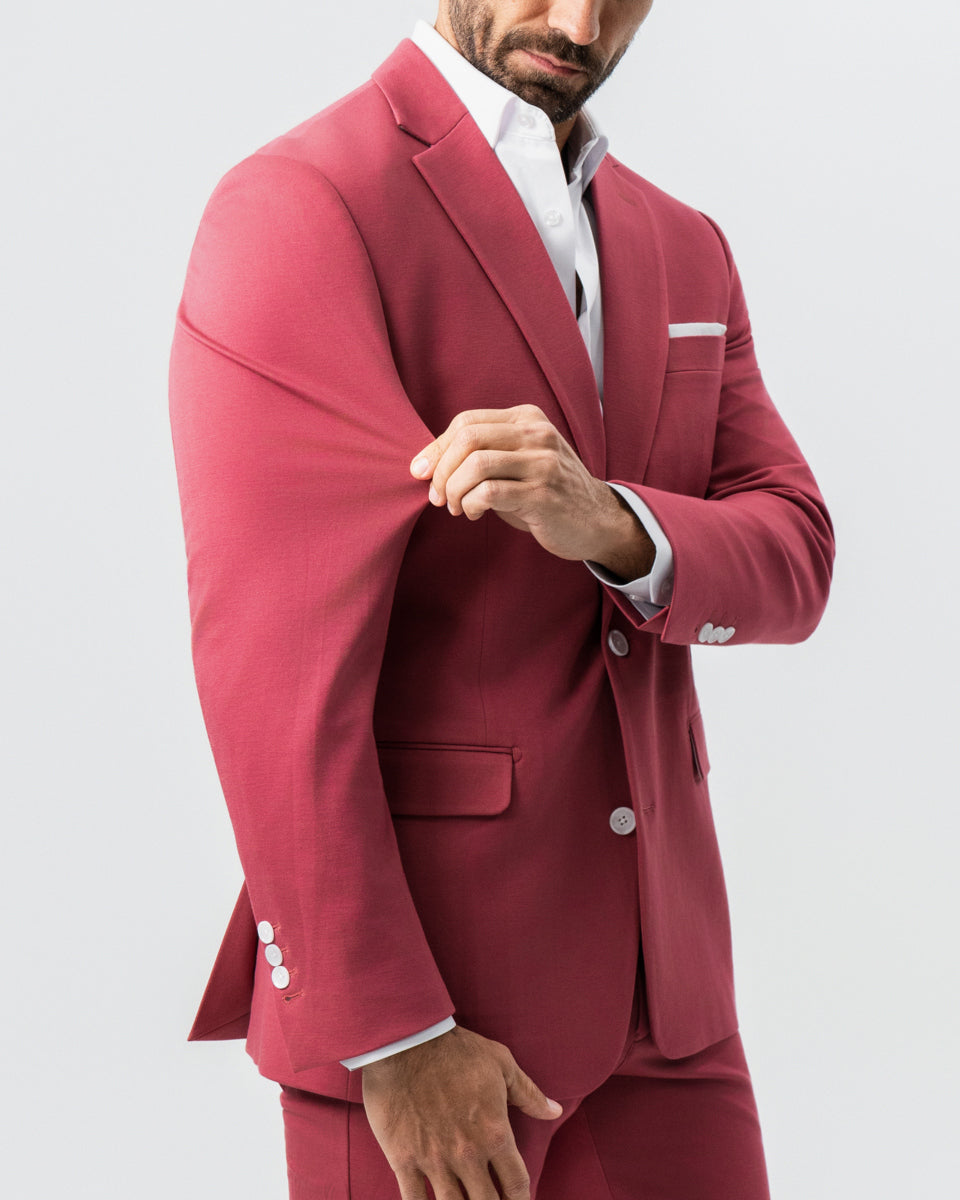 Athletic Fit Stretch Suit - Solid Crimson