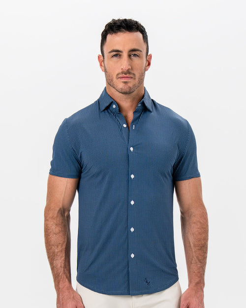 "The Zingerman" Navy With White Geo Squares
