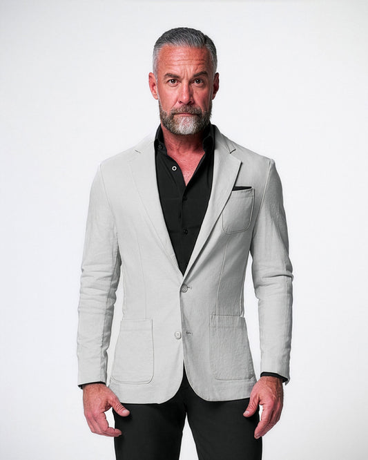 Unstructured Linen Blazer - Light Grey