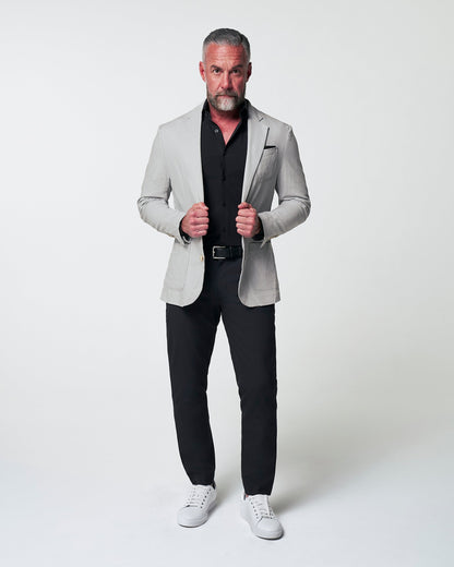 Unstructured Linen Blazer - Light Grey