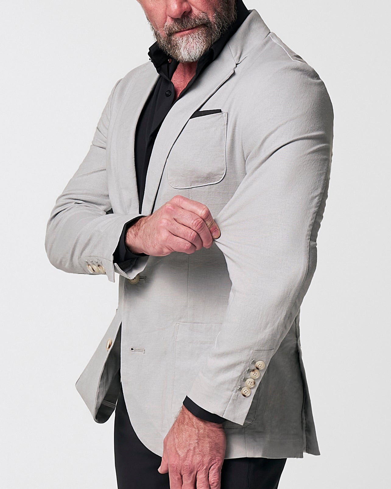 Unstructured Linen Blazer - Light Grey