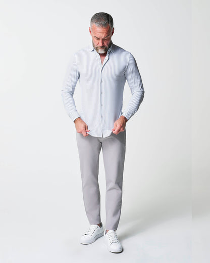 "The Aaria" Sport Shirt - Light Grey Bengal Stripe