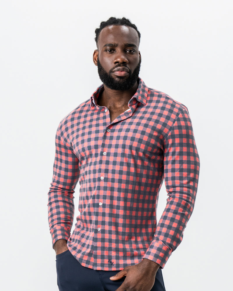 "The Filson" Red & Navy Big Check Button Down