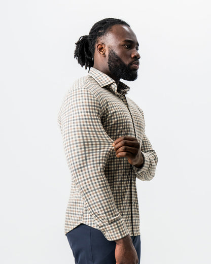 "The Palmer" Brown, Grey, and White Gingham Button Down