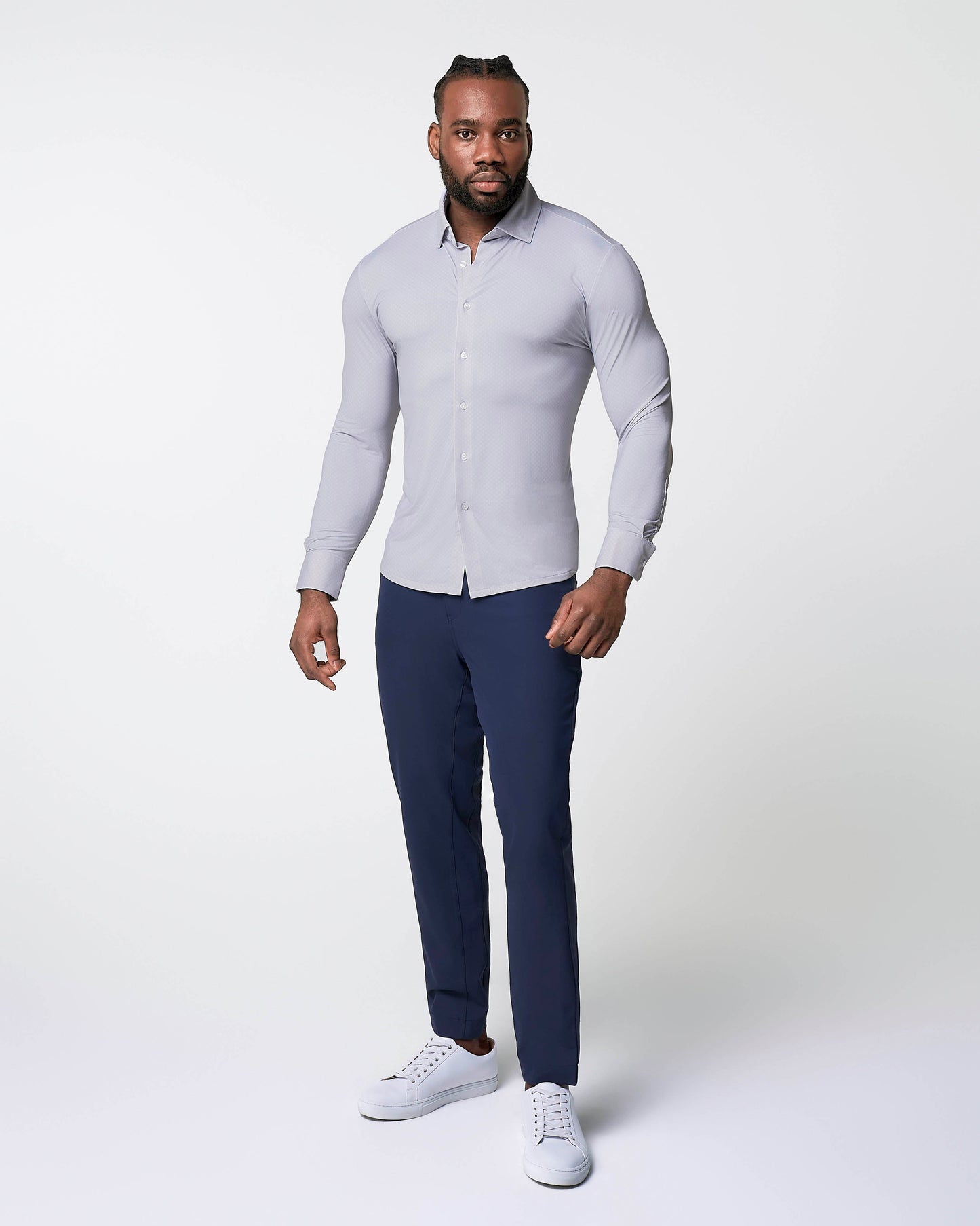"The Larson" Sport Shirt - Grey & Big Dot