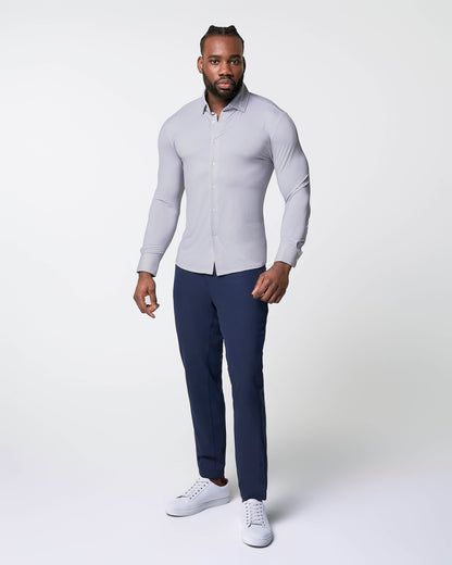 "The Larson" Sport Shirt - Grey & Big Dot