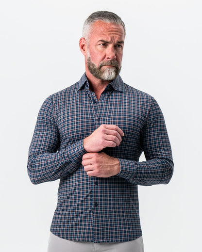 "The Spencer" Sport Shirt - Maroon, Navy, & White Plaid