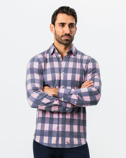 "The Summers" Pink & Navy Check Button Down