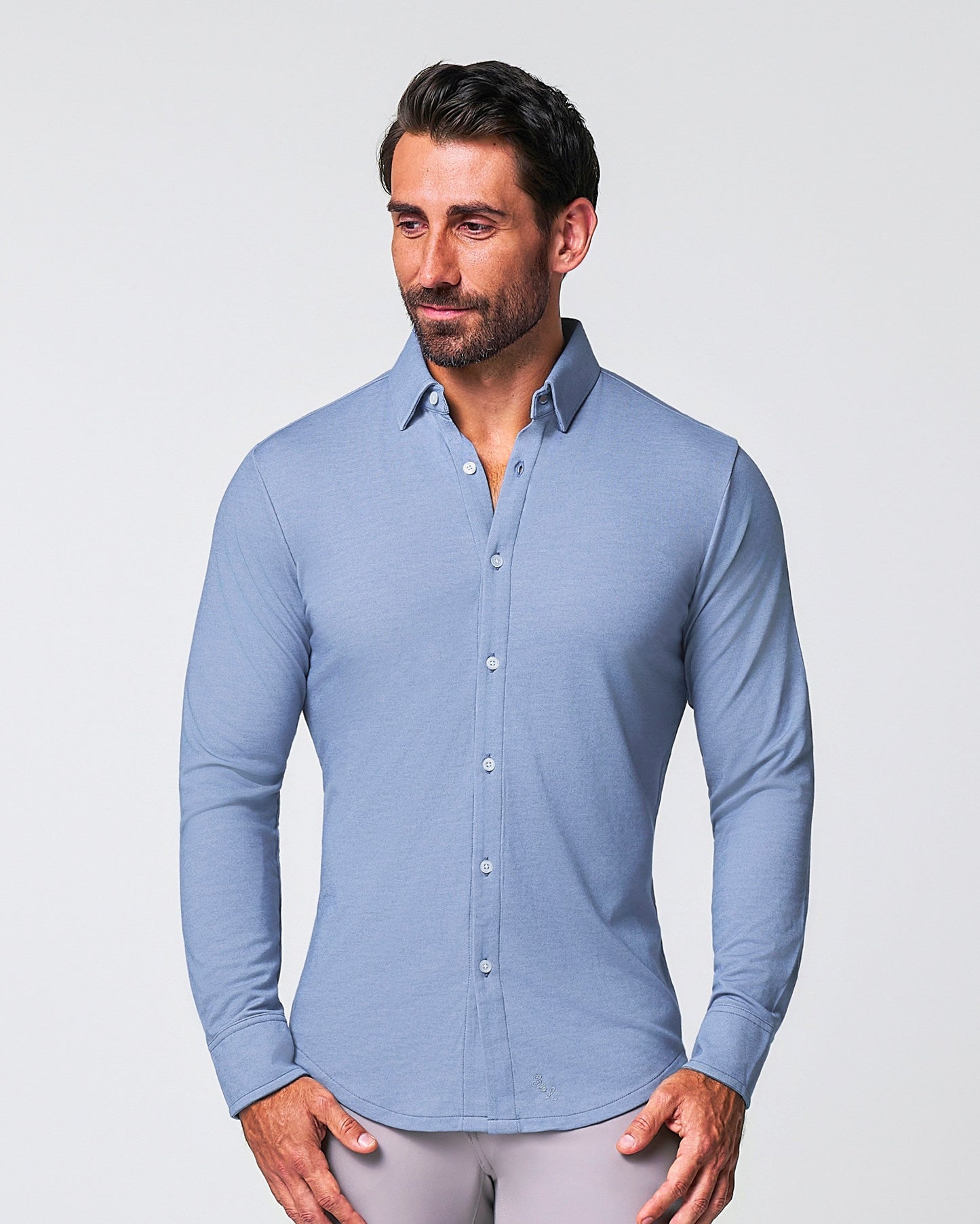 "The Dylan" Sky Blue Pique Button Down