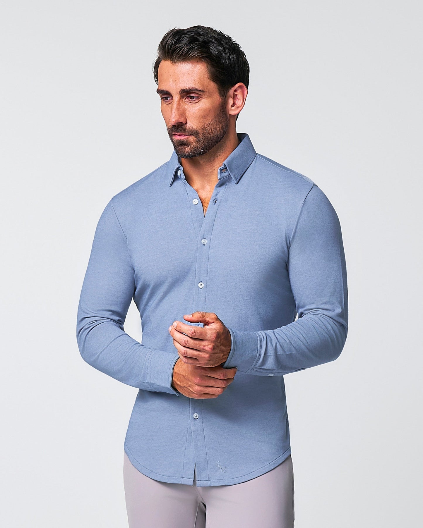 "The Dylan" Sky Blue Pique Button Down