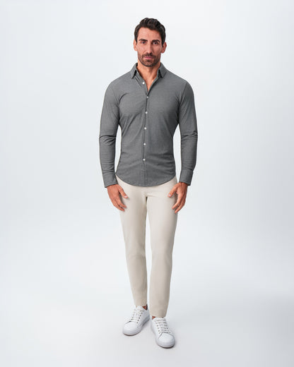 "The Oakley" Charcoal Pique Button Down