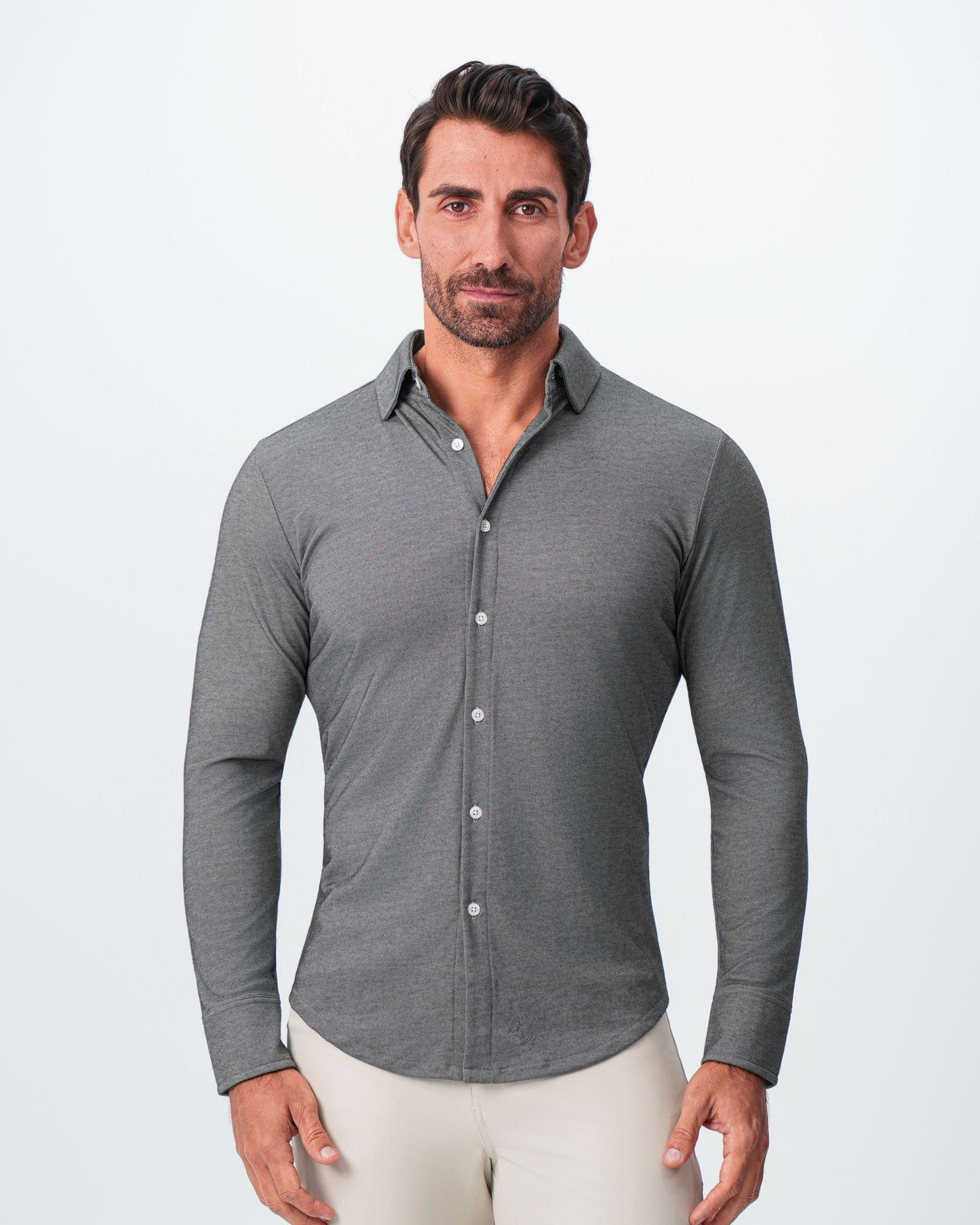 "The Oakley" Charcoal Pique Button Down
