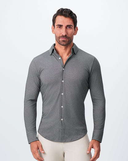 "The Oakley" Charcoal Pique Button Down