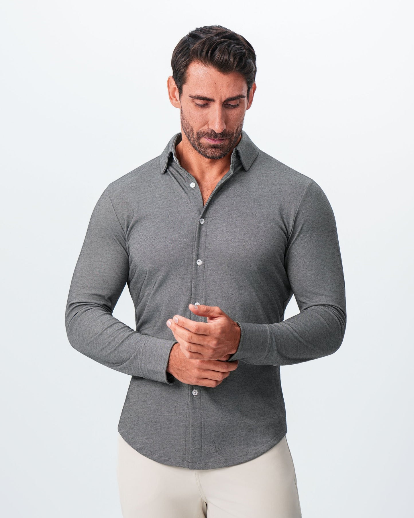 "The Oakley" Charcoal Pique Button Down